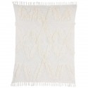 hk living plaid blanc coton motif tufte franges 130 x 150 cm