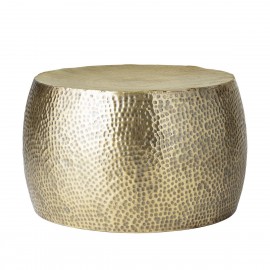 bloomingville table basse ronde metal dore martele style oriental