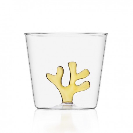 Verre à eau motif corail Ichendorf Coral Reef jaune