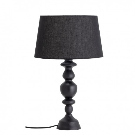 bloomingville lampe a poser salon shabby chic noire bois abat jour lin