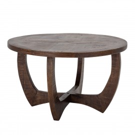 bloomingville table basse ronde bois fonce manguier style vintage