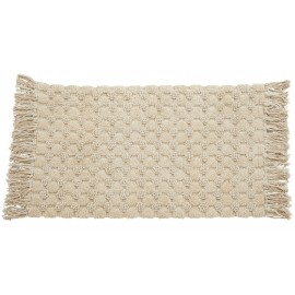 tapis de bain chic coton tufte blanc creme ecru franges nordal luna