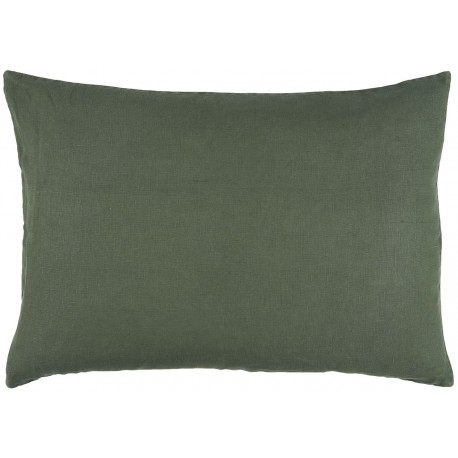 ib laursen grande taie oreiller rectangulaire lin vert fonce 50 x 70