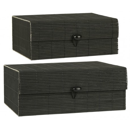 ib laursen boite de rangement bois de bambou noir set de 2