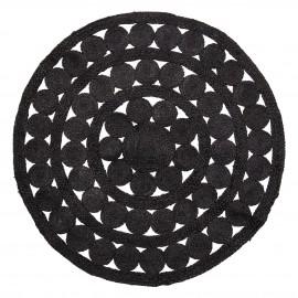 bloomingville tapis rond jute noir ajoure petits cercles