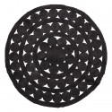 bloomingville tapis rond jute noir ajoure petits cercles