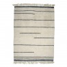 bloomingville tapis moelleux en laine blanc rayures fines noires