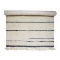 bloomingville tapis moelleux en laine blanc rayures fines noires