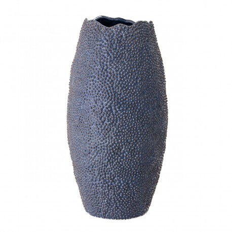 bloomingville grand vase a poser au sol gres texture bleu - Kdesign