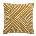 bloomingville coussin carre coton jaune moutarde blanc fines rayures