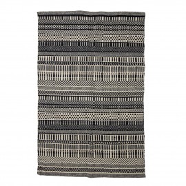 bloomingville tapis laine noir beige tissage motif geometrique
