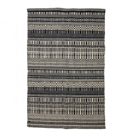 bloomingville tapis laine noir beige tissage motif geometrique