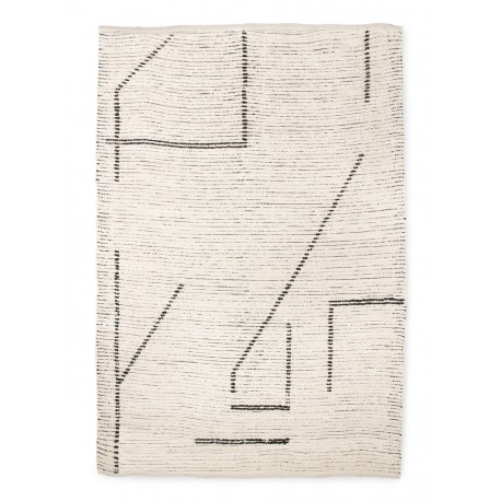 hk living tapis traits geometriques blanc creme gris coton recycle