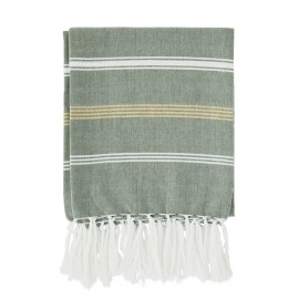 Großes gestreiftes Fouta-Handtuch Madam Stoltz grün