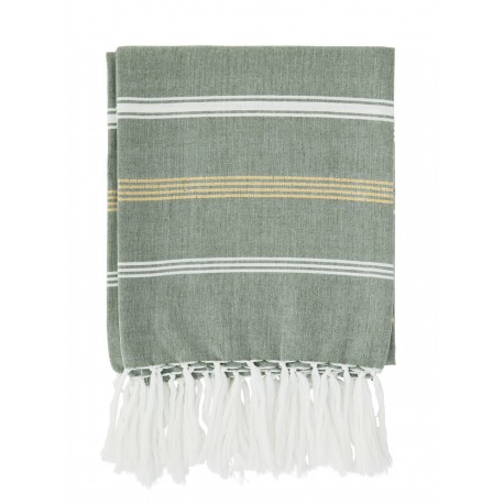 Grande serviette de toilette fouta rayé Madam Stoltz vert