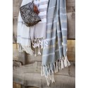 Grande serviette de toilette fouta rayé Madam Stoltz vert