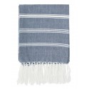 madam stoltz fouta serviette de hammam coton bleu fines rayures