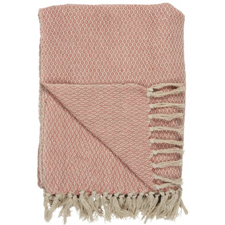 plaid coton rose corail franges ib laursen