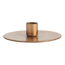 bougeoir rond plat disque metal dore laiton