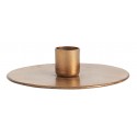 bougeoir rond plat disque metal dore laiton