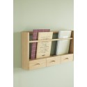 hubsch etagere murale etroite livres style scandinave 3 petits tiroirs