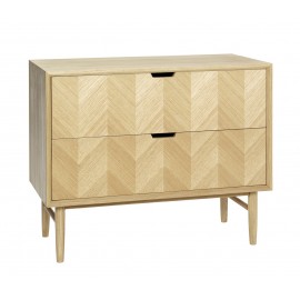 Commode style scandinave 2 tiroirs bois Hübsch