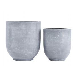 house doctor cache pot design contemporain ciment gris gard set de 2