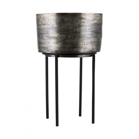 house doctor cache pot sur pied style chic metal argent kazi