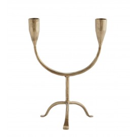 madam stoltz bougeoir sur pied double metal forge dore laiton