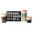 hk living set 6 tasse a cafe gobelet ceramique retro 70 s multicolore