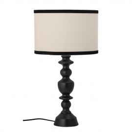 bloomingville lampe de table chic bois noir abat jour lin blanc