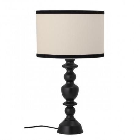 bloomingville lampe de table chic bois noir abat jour lin blanc