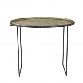 bloomingville petite table basse ovale plateau metal  laiton dore style orientale