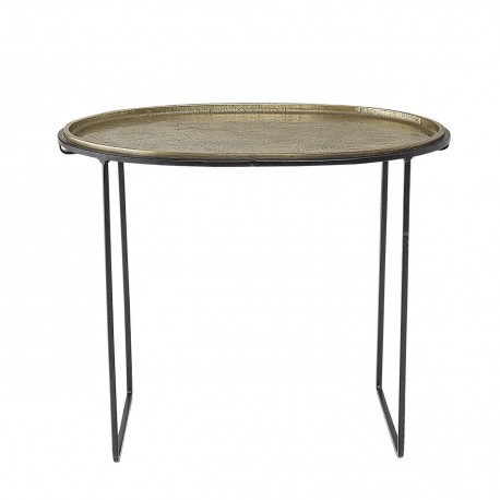 bloomingville petite table basse ovale plateau metal  laiton dore style orientale