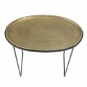bloomingville petite table basse ovale plateau metal  laiton dore style orientale