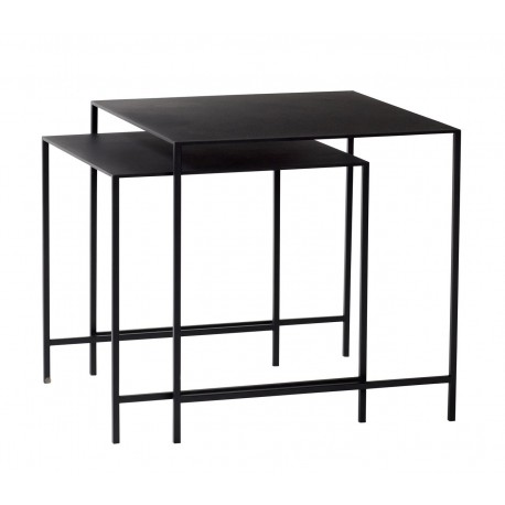 hubsch tables basses gigognes carrees metal noir epure