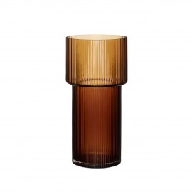 hubsch vase droit epure design verre marron ambre