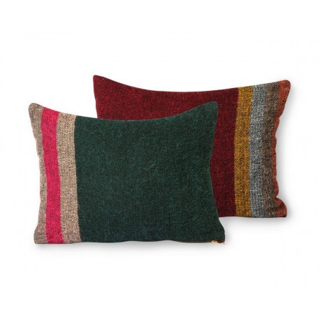 hk living coussin double face raye vert rouge bordeaux doris