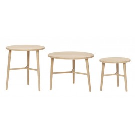 hubsch set de 3 tables basses rondes style scandinave bois clair