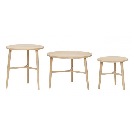 hubsch set de 3 tables basses rondes style scandinave bois clair
