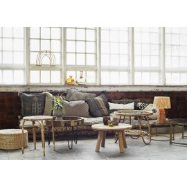 madam stoltz table basse ronde bois recyclé rustique brut