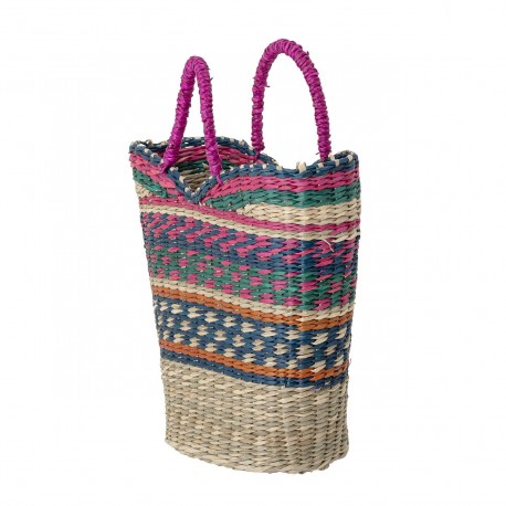 bloomingville petit panier tresse jonc de mer multicolore poignees gita