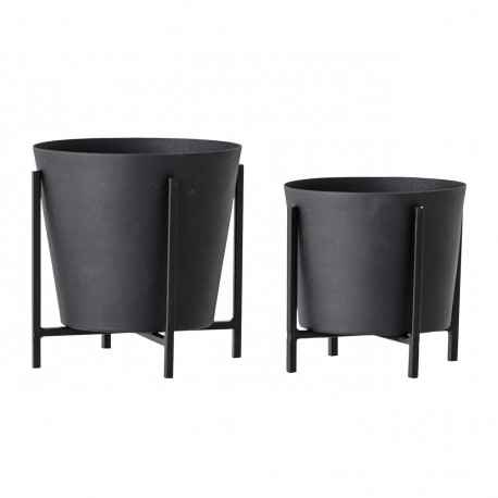 bloomingville set de 2 cache pot design metal noir ilse