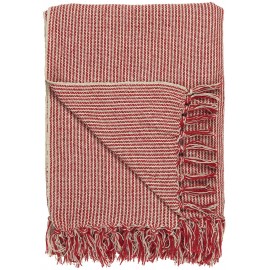 Plaid coton franges fines rayures IB Laursen rouge