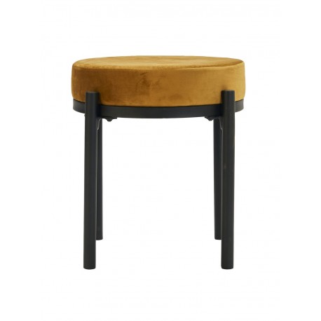 house doctor petit tabouret chic rond textile velours jaune moutarde