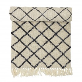 bloomingville tapis de couloir laine noir blanc losanges
