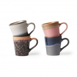 hk living set de 4 tasses espresso cafe ceramique multicolore