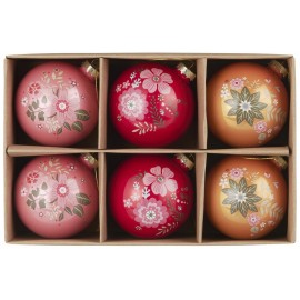 set de 6 boules de sapin multicolores motif fleuri ib laursen