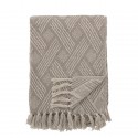 bloomingville plaid coton recycle beige franges ton naturel motif chic