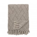 bloomingville plaid coton recycle beige franges ton naturel motif chic